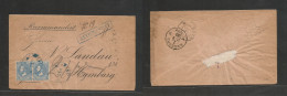 Romania. 1883 (11 Sept) Stefanesci - Germany, Hamburg (15 Sept) Via Botosani. Registered Multifkd Envelope 25 Bani Pair, - Other & Unclassified