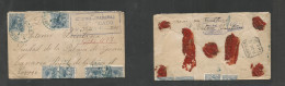 Cuba. 1896 (30 Dic) Cerro - Canarias, Las Palmas (24 Enero 97) Via Tenerife (21 Enero) Sobre Certificado Franqueo Multip - Autres & Non Classés