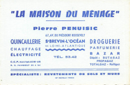 St Brévin L'océan * La Maison Du Ménage Pierre MENUISIC 67 Av Pdt Roosevelt Quincaillerie * Carte De Visite Ancienne - Saint-Brevin-l'Océan