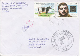 Cuba Cover Sent To Lithuania 28-2-2003 Topic Stamps On Front And Backside Of The Cover - Lettres & Documents