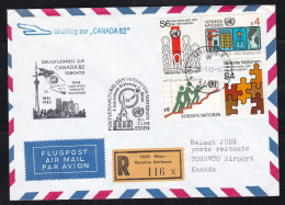 United Nations Vienna Office - 1982 Grussflug To Canada 82 Registered Airmail Cover - Cartas & Documentos