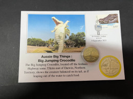 10-4-2024 (1 Z 32) Cover With Crocodile Stamp + $ 1.00 Aussie Big Things Coin - Dollar