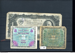 3 X Div. Geldscheine In Stark Unterschiedlicher Erhaltung - Sammlungen