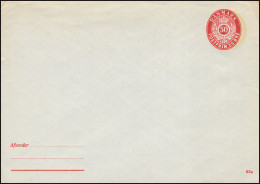 Dänemark Umschlag U 71 Wertziffern Mit Krone 50 Öre Kz. 83a, Ungebraucht - Postal Stationery