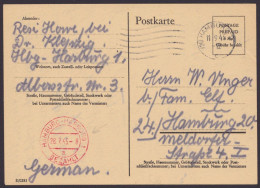 Hamburg-Harburg: P695 D, O, Bedarf, Roter K2 "bezahlt", 11.9.45 - Lettres & Documents