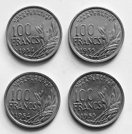 Lot De 4 Monnaies -100 FRANCS Cochet  -1954/1955 Et 1954B/1955B SUP+ - 100 Francs