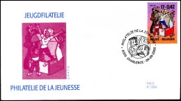 2934 - FDC - Jeugdfilatelie - Kiekeboe #2 P1364 - Stempel: Charleroi - 1991-2000