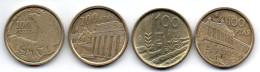 SPAIN, Set Of Four Coins 100 Pesetas, Nickel-Brass, Copper-Nickel, Year 1993-96, KM # 922, 935, 950, 964 - 100 Pesetas