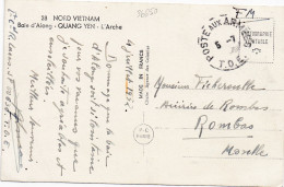 36650# CARTE POSTALE NORD VIETNAM BAIE ALONG QUANG YEN ARCHE POSTE AUX ARMEES TOE 1952 T.O.E. INDOCHINE ROMBAS MOSELLE - Oorlog In Indochina En Vietnam