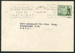 1947 Norway Oslo "Det Norske Postverket Tercentenary" Machine Slogan O.F.K. Postcard  - Lettres & Documents