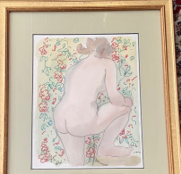 J.P.SCHÜPBACH (1906 Neuchatel-1992 Vevey) Aquarelle: Nu Femme Devant Tapiserie Fleurie (nue Art Suisse Schweizer Kunst) - Watercolours