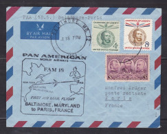 USA - Pan American First Airmail Flight Cover Baltimore To Paris France - Lettres & Documents