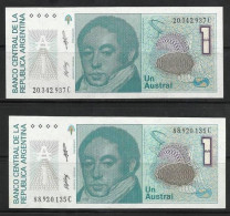 ARGENTINE . LOT DE DEUX BILLETS DE 1 AUSTRAL . - Argentinien