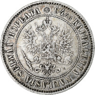 Finlande, Alexander III, Markka, 1892, Helsinki, Argent, TTB+, KM:3.2 - Finlande