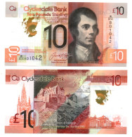 Scotland Clysdale Bank 10 Pounds Polymer ND 2017 P-229  UNC Robert Burns UNESCO - 10 Pounds