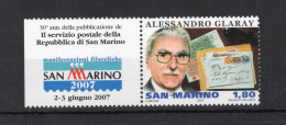 2007 SAN MARINO SET MNH ** 2129 Alessandro Glaray, Manifestazione Filatelica - Unused Stamps