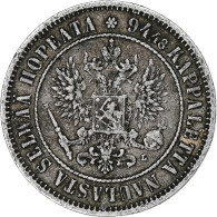 Finlande, Alexander III, Markka, 1892, Helsinki, Argent, TTB+, KM:3.2 - Finlande