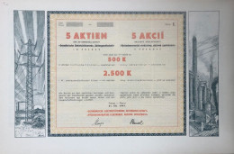 Prerov 31.12.1941: Action AG "Östmährische Elektrizitäts AG Prerau" 500 Kronen - Electricidad & Gas