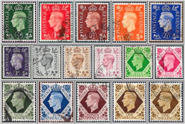 KGVI, 1937-47 SG462-475 ½d-1s, Dark Colours Set (16) V Good Used Hrd2a - Used Stamps