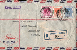 ! 1951 Registered Airmail Letter From Hong Kong, Hongkong, Einschreiben - Lettres & Documents