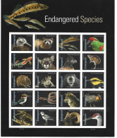 2023  Espèces Menacées Oiseaux Poissons Crustacés Reptiles Amphibiens Mammifères.Feuille Entière 20 Val. Neufs ** - Unused Stamps