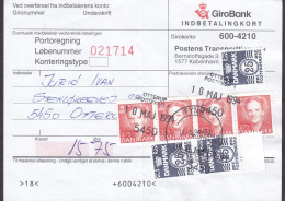 Denmark GiroBank Indbetalingskort Line Cds. OTTERUP POSTEKSP. 1994 Postsag 4-Stripe Cz. Slania - Brieven En Documenten