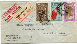 MADAGASCAR LETTRE RECOMMANDEE PAR AVION DEPART TANANARIVE 8-12-38 MADAGASCAR POUR LA FRANCE - Cartas & Documentos