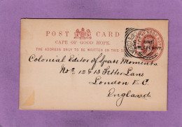 ENTIER POSTAL DU CAP ,SURCHARGE "ONE HALF PENNY" SUR "ONE PENNY,POUR LONDRES,1895. - Cape Of Good Hope (1853-1904)