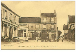 91.MENNECY.n°253.PLACE DU MARCHE AUX GRAINS.CAFE DE L'HOTEL.ESTAMINET.LE GRAND HOTEL DE LA...... - Mennecy