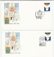 2 Diff PAPAL VISIT AUSTRALIA Event COVERS  Pope John Paul II Visits Canberra & Sydney Cover 1996 Religion Stamps - Cartas & Documentos