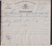 DDFF 933 -- Formule De Télégramme Unilingue - TOURCOING à VERVIERS Station 1885 - Cachet Télégraphique Type 2 Bleu - Telegrammen