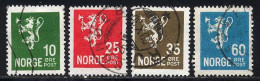 Norvege 1926 Yvert 112 - 116 - 119 - 123 (o) B Oblitere(s) - Gebraucht