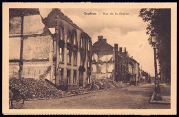 +++ CPA - ENGHIEN - EDINGEN - Rue De La Station - Ruines Guerre  // - Enghien - Edingen