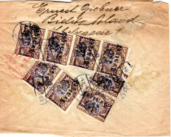 Polska/Poland-England 1923 80000 M (8 Overprinted Stamps) Registered Inflation Cover - Cartas & Documentos
