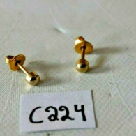 C224 Bijoux Anciens - Boucles D'oreilles - Plaque Or - Earrings