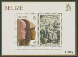Belize 1980 Jahr Des Kindes Dürer Madonna Mit Katze Block 16 Postfrisch (C22507) - Belize (1973-...)