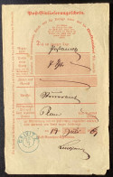 CRIVITZ 1869 SEHR SELTEN IN BLAU, Mecklenburg-Schwerin Nachverwendeter-Stempel Auf NDP Postschein (Brief - Lettres & Documents