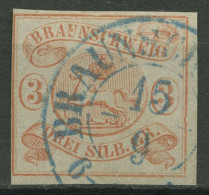 Braunschweig 1852/56 Wappen Im Waag. Oval 3 Mit Stempel Braunschweig - Braunschweig