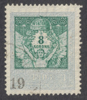 1903 Hungary Croatia Slovakia Vojvodina Serbia Romania Transylvania K.u.k Kuk Revenue Tax Fiscal ANGEL Holy CROWN 8 K - Revenue Stamps