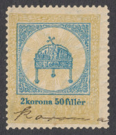 1903 Hungary Croatia Slovakia Vojvodina Serbia Romania Transylvania K.u.k Kuk - Revenue Tax Fiscal Holy CROWN 2 K 50 F - Fiscales