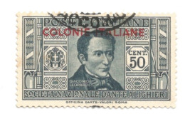 (COLONIE E POSSEDIMENTI) 1932, EMISSIONI GENERALI, SOCIETÀ DANTE ALIGHIERI, 50c - Francobollo Usato - Amtliche Ausgaben