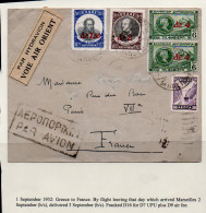 GREECE - 1932 - AIR ORIENT FLYING BOAT COVER TO FRANCE WITH BACKSTAMP  - Covers & Documents