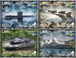 Lithuania Litauen Lituanie 2024 Baltic - NATO Sea Sweden Joins NATO Tank Submarine Warship Airplane BeePost Set MNH - Sous-marins