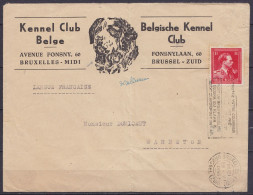 L. "Kennel Club Belge" (chiens) Affr. N°690 Flam. BRUXELLES (MIDI) /28 V 1945 Pour WARNETON (pli Vertical Au Centre) - 1936-1957 Collar Abierto