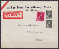 L. "Red Band Confectionery Works - Roosendaal" EXPRES Affr. N°428+2x480 Annulation Fortune à La Plume "Esschen 8 XI 1940 - Oorlog 40-45 (Brieven En Documenten)