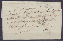 L. Datée 7 Avril 1808 De JEMAPPES MONS Pour Militaire Retraité à PARIS - Griffe "P86P/MONS" (doublée) - Griffe [P.P.P.P. - 1794-1814 (Franse Tijd)