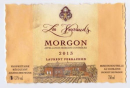 Étiquette " MORGON 2013 Les Versauds " Laurent Perrachon Propriétaire Récoltant à Juliénas (1641)_ev199 - Beaujolais