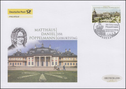 2915 Matthäus Daniel Pöppelmann, Selbstklebend, Schmuck-FDC Deutschland Exklusiv - Lettres & Documents