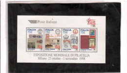 " ITALIA '98 "  FOGLIETTO  ESPOSIZIONE MONDIALE DI FILATELIA - 1991-00: Mint/hinged