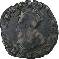 France, Charles X, Double Tournois, 15[??], Troyes, Cuivre, TB, Gadoury:510 - 1589-1610 Enrico IV